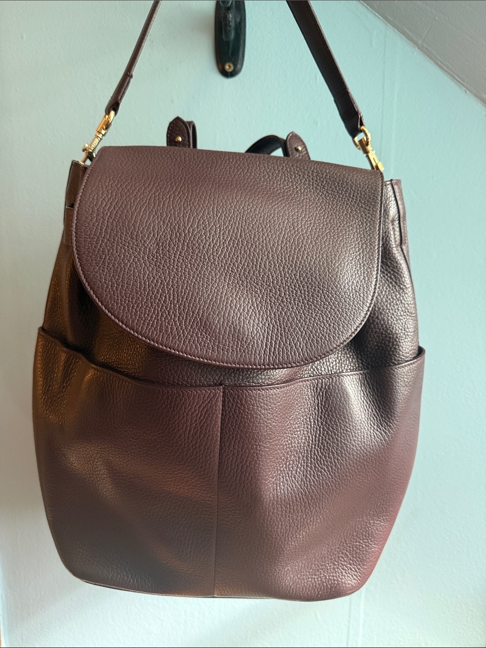 CUYANA Original Leather Backpack Bag in Burgundy